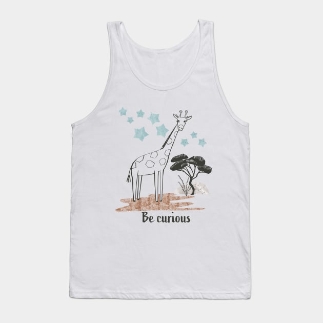 Be Curious Giraffe - Safari Collection Tank Top by Michele Norris